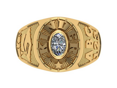 10KT Yellow Gold Kinder Mighty Graduation Ring White Stone Size 5