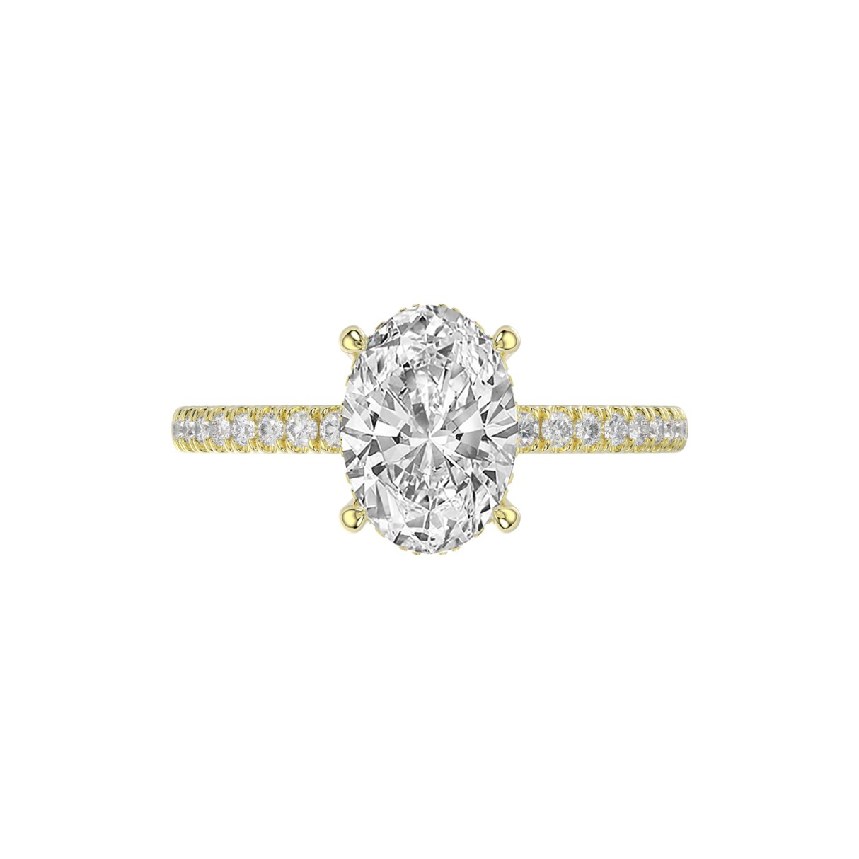 14K YELLOW GOLD 2 1/5CT ROUND/OVAL Certified Lab-Created DIAMOND ENGAG