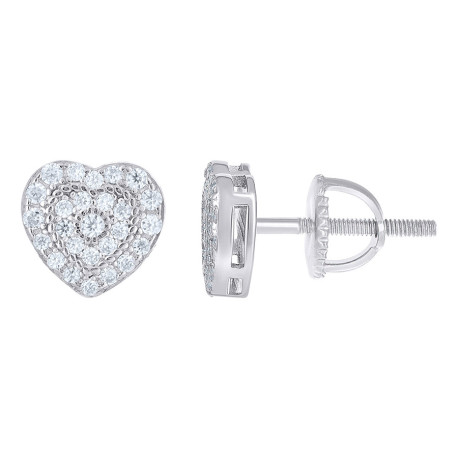 925 Sterling Silver Cz Heart Earrings