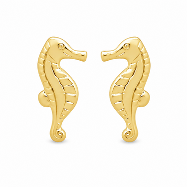 10KT Gold Seahorse Stud Earrings with Screwbacks