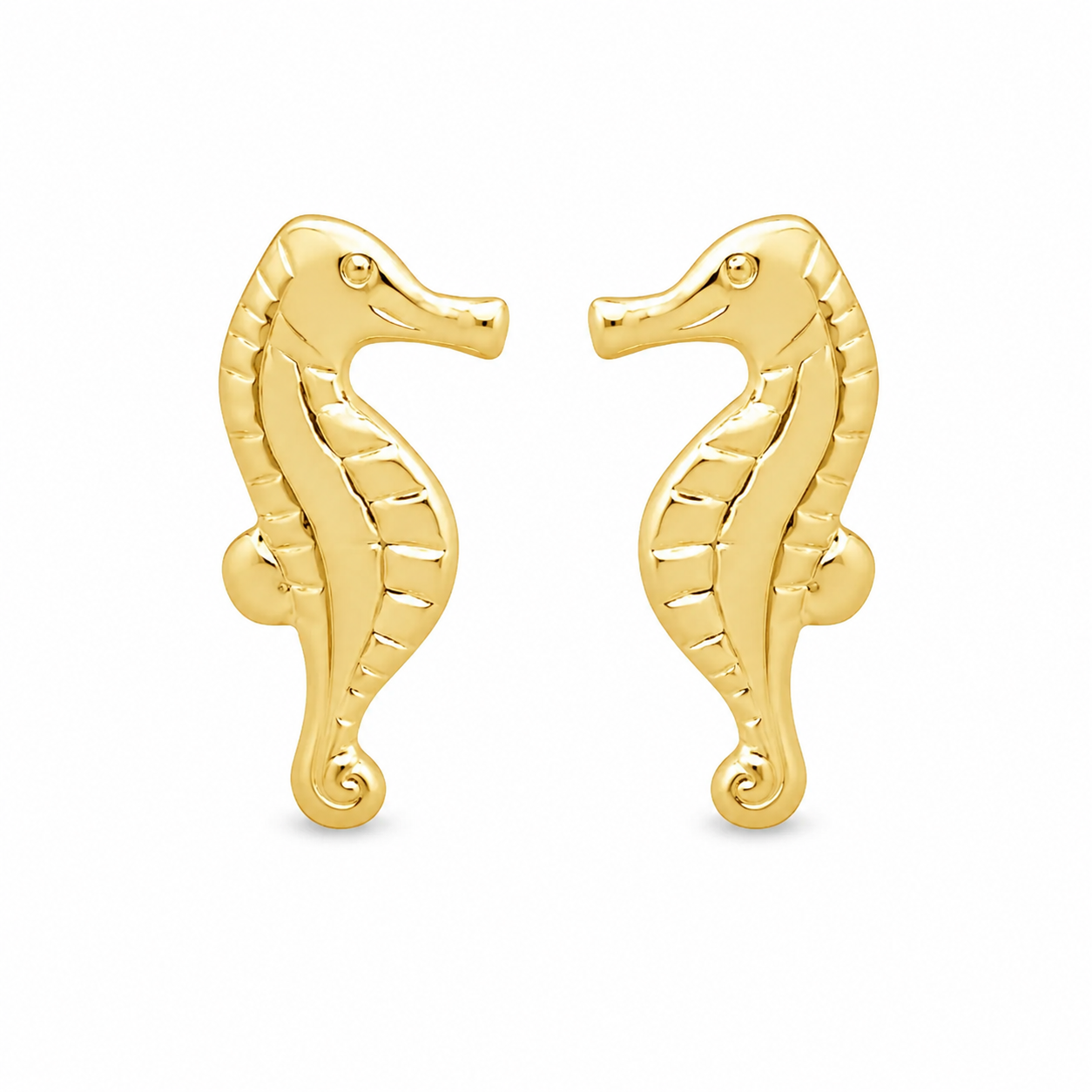 10KT Gold Seahorse Stud Earrings with Screwbacks