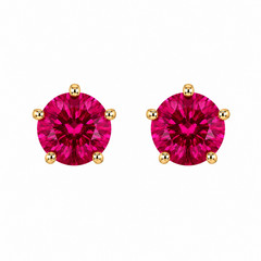 10KT Gold 5MM Ruby CZ July Birthstone Stud Earrings with Screwback Bal