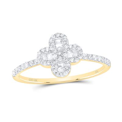 10KT GOLD 0.33CT DIAMOND CLOVER FLOWER RING