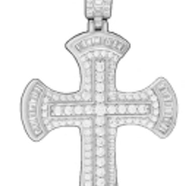 925 Sterling Silver Mens Cubic-Zirconia Cross Religious Charm Pendant
