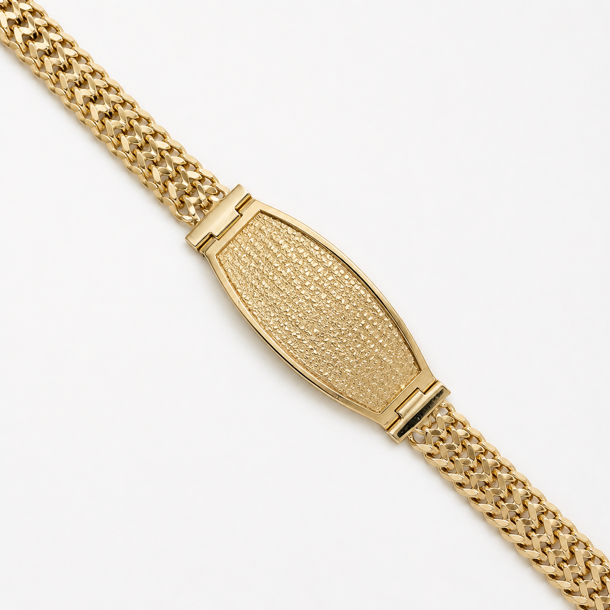 10KT Gold 7MM Petatillo Bracelet 2-Lines Bracelet with Plain Border 7.