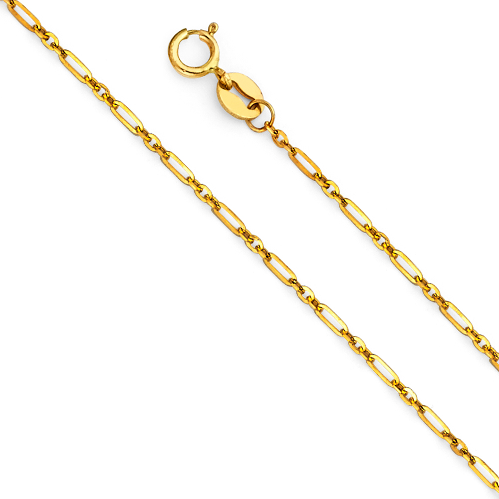 10KT Yellow Gold 1.75MM Solid Open 1+1 Chain 18 inches