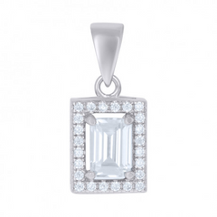 925 Sterling Silver Womens Emerald-Cut Round Cubic-Zirconia Fashion Ch