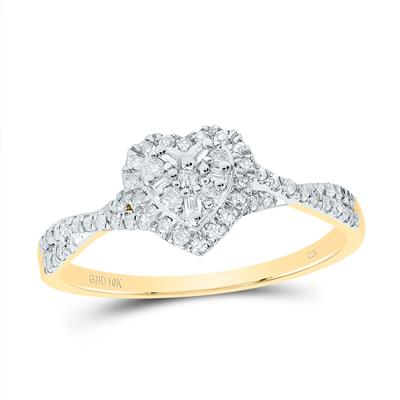10KT YELLOW GOLD 1/4CTW NATURAL DIAMONDS HEART RING