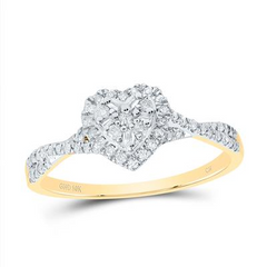 10KT YELLOW GOLD 1/4CTW NATURAL DIAMONDS HEART RING