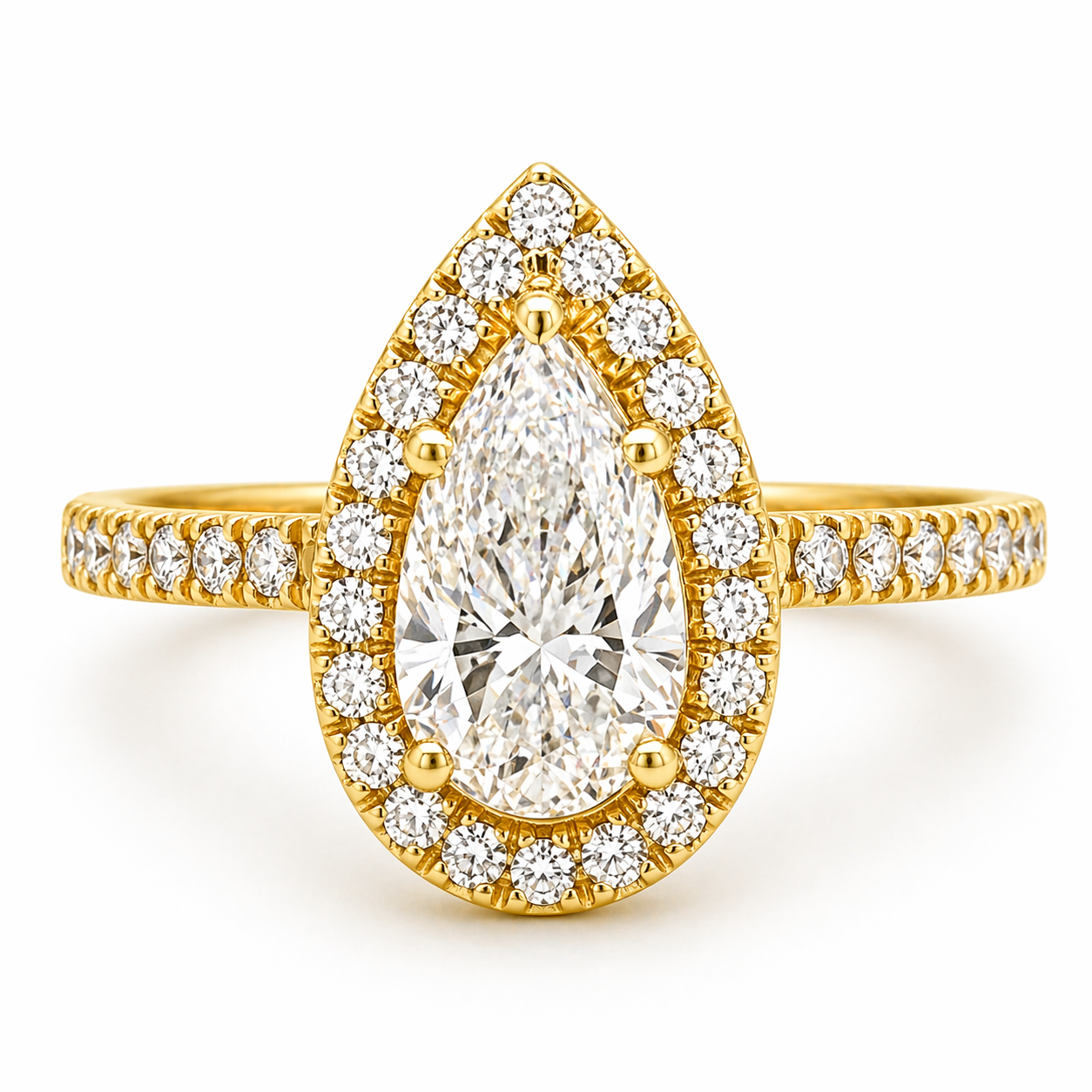 2.26CTTW Certified Lab-Created Pear Shape Diamond Halo Engagement Ring
