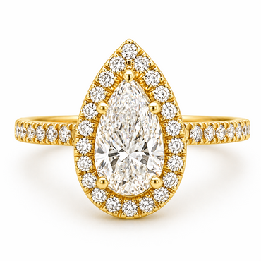 2.26CTTW Certified Lab-Created Pear Shape Diamond Halo Engagement Ring