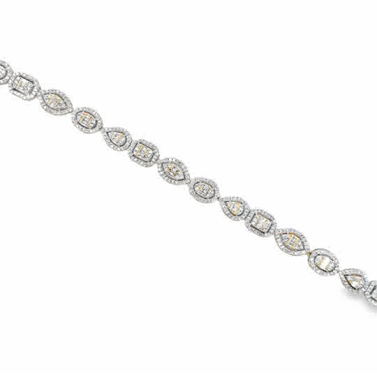 14KT YELLOW GOLD 2.00CT ROUND/BAGUETTE  DIAMOND LADIES BRACELET