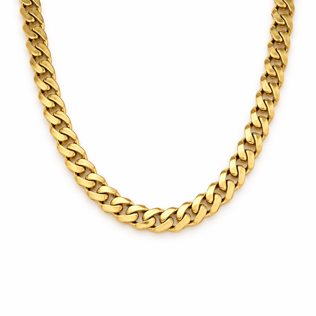 10KT Yellow Gold 7mm Miami Cuban Monaco Chain 24"