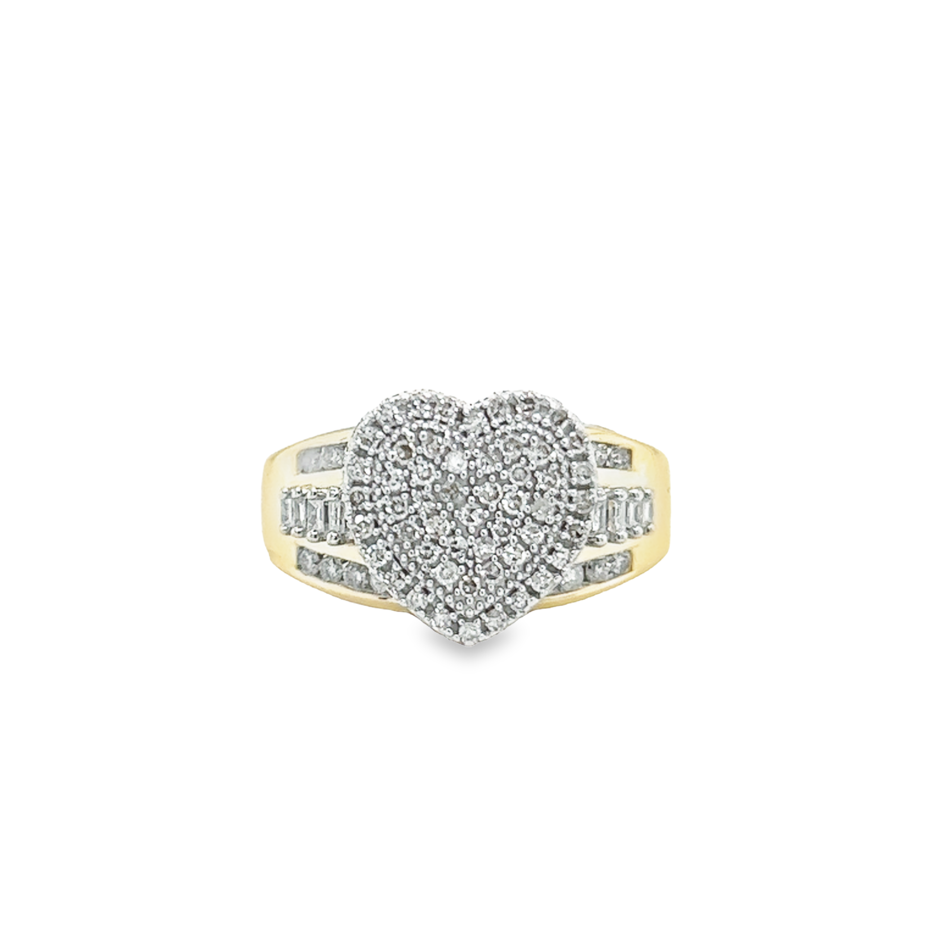 10K YELLOW GOLD ROUND DIAMOND HEART BRIDAL WEDDING RING SET 1.00 CTTW