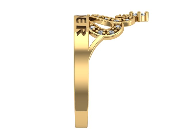 10KT Yellow Gold Kinder Crown Ring CZ Stones Size 5