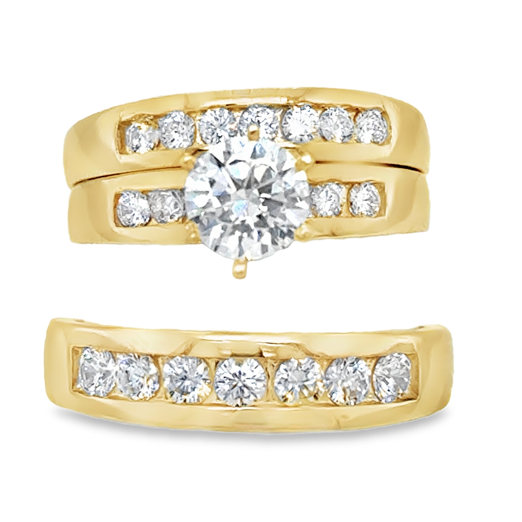 10KT Gold His & Hers Matching Wedding Ring Set Single Line Design