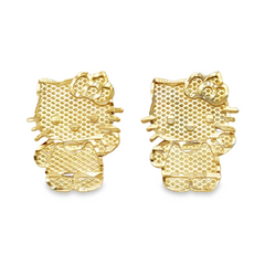 10KT Gold Full Body Cat Cartoon Earrings 19MM