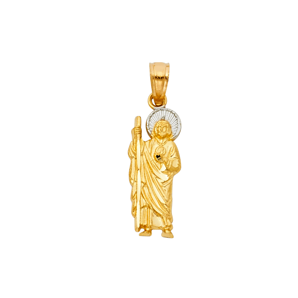 10KT Gold St. Jude San Judas Pendant 18MM + Bail