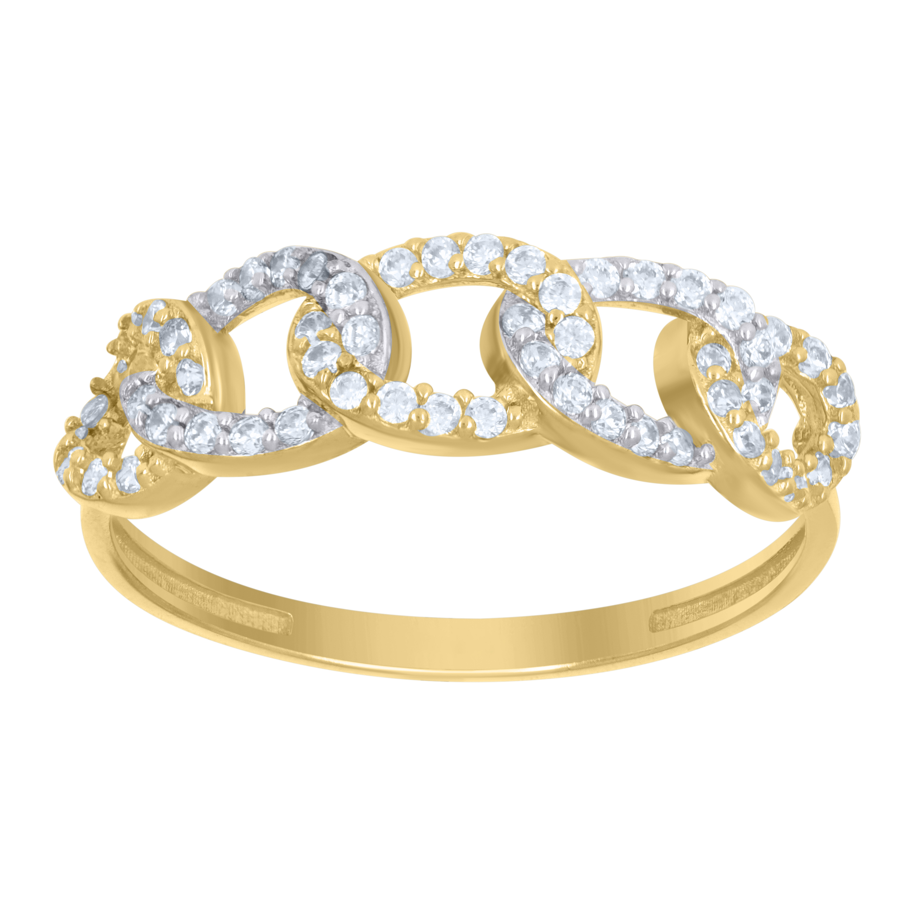 10kt Two-Tone Gold Womens Cubic-Zirconia Curb Link Fashion Ring