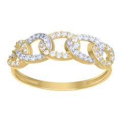 10kt Two-Tone Gold Womens Cubic-Zirconia Curb Link Fashion Ring