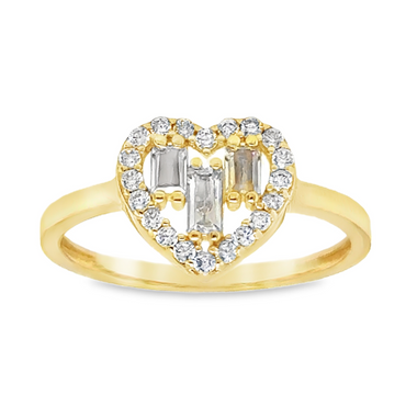 10KT Gold Heart Ring with Cubic Zirconias
