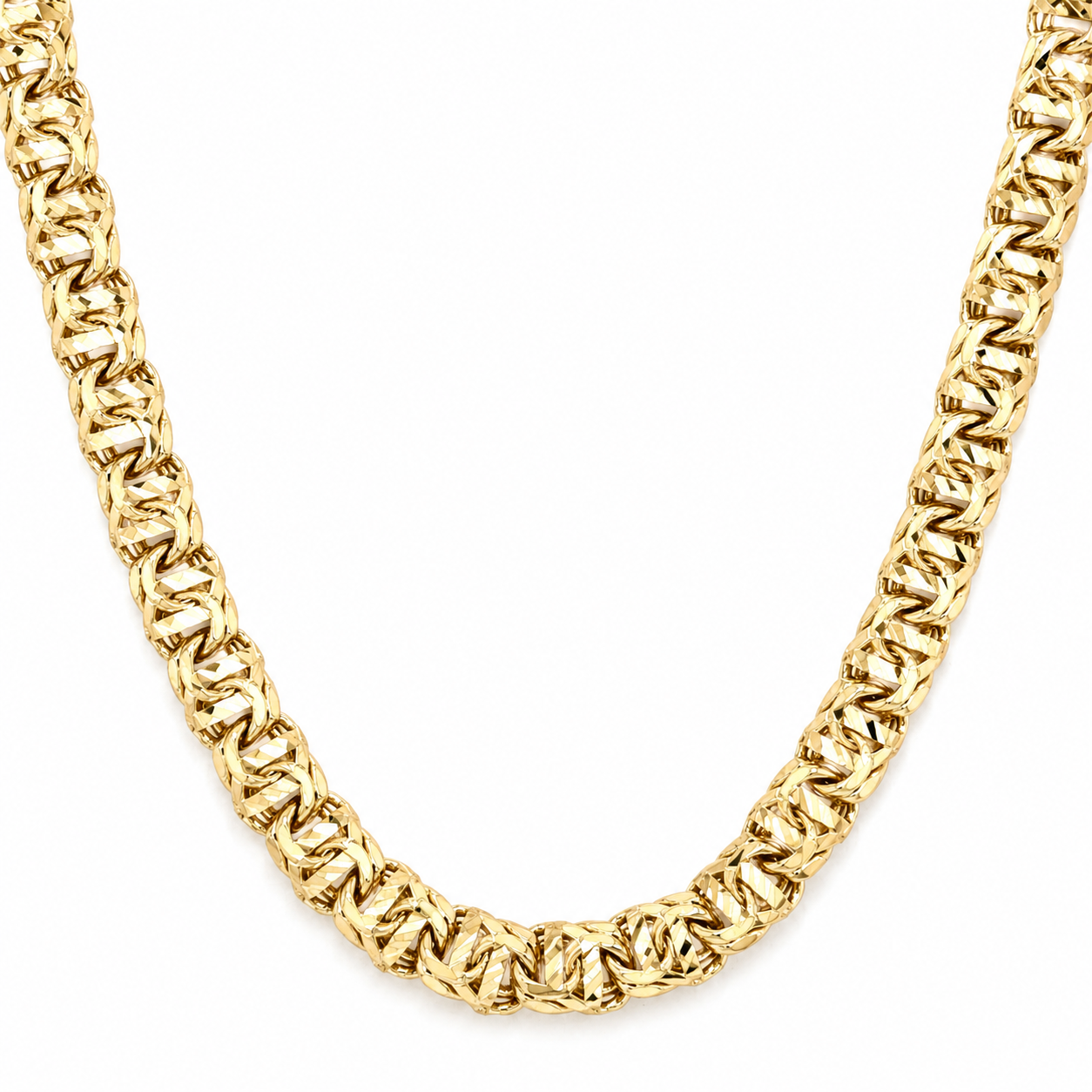 10KT Gold 6MM Chino Bar Monaco Chain with Diamond Cut Bars,  18 Inches