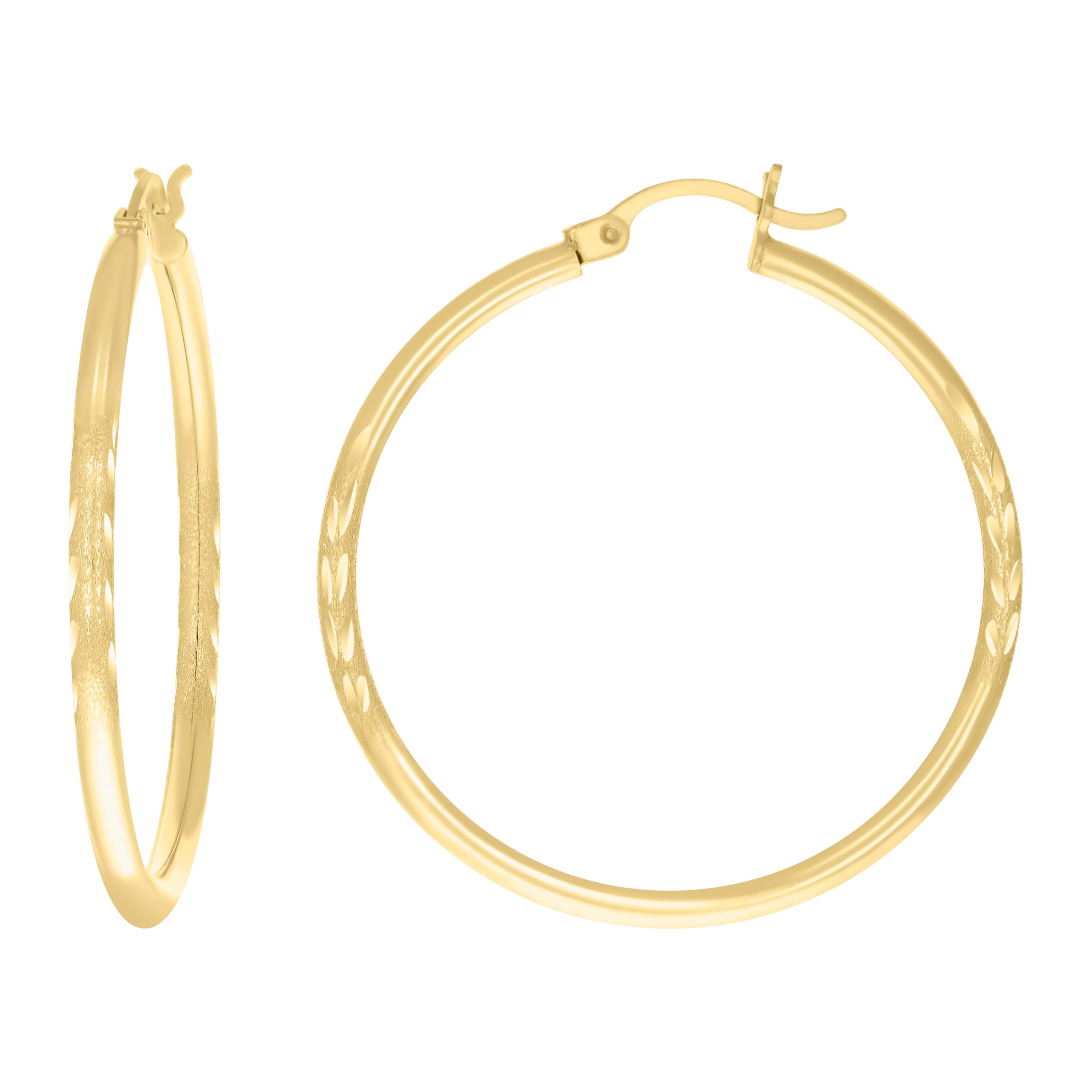 10kt Yellow Gold Womens Round Tube Hoops Huggies Earrings 35MM