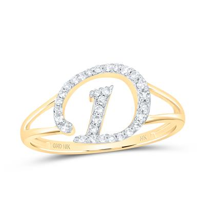 1/6CTW-NAT DIAMOND INITIAL "D" LADIES RING