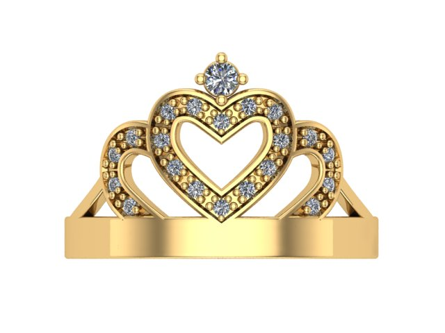 10KT Yellow Gold Crown Ring CZ Stones Size 5