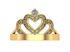 10KT Yellow Gold Crown Ring CZ Stones Size 5
