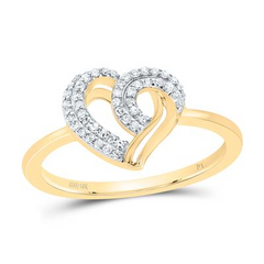 10KT YELLOW GOLD 1/6CTW-NATURAL DIAMONDS HEART RING