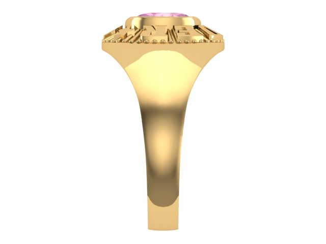 10KT Yellow Gold Kinder Spirit Plain Graduation Ring Pink Stone Size 5