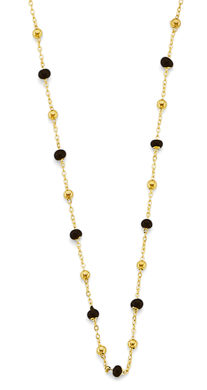 14KY Black Enamel Bead Necklace 17+1
