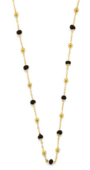 14KY Black Enamel Bead Necklace 17+1