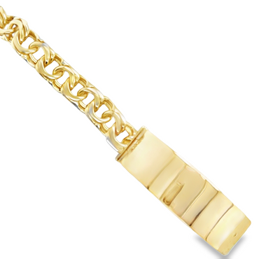 10KT Gold 10MM Regular Chino Link Bracelet, 6 inches FREE ENGRAVING