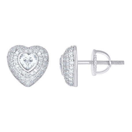 925 Sterling Silver Heart Cz Earrings