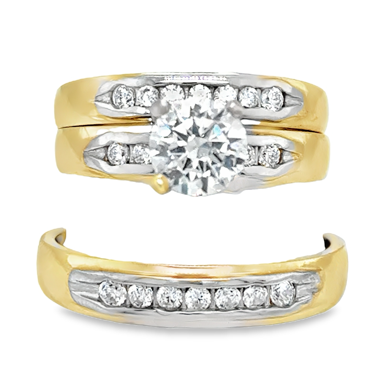 10KT Gold His & Hers Matching Wedding Ring Set Single Line Design