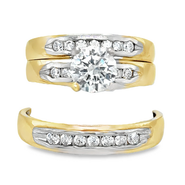 10KT Gold His & Hers Matching Wedding Ring Set Single Line Design
