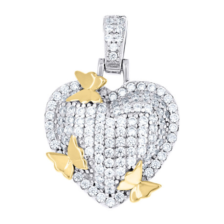 925 Sterling Silver Yellow-Tone Womens Cubic-Zirconia Butterflies Hear