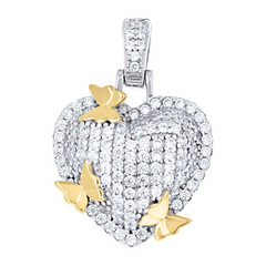 925 Sterling Silver Yellow-Tone Womens Cubic-Zirconia Butterflies Hear