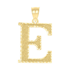 10kt Yellow Gold Unisex Diamond-Cut Initial Letter D Charm Pendant, 1