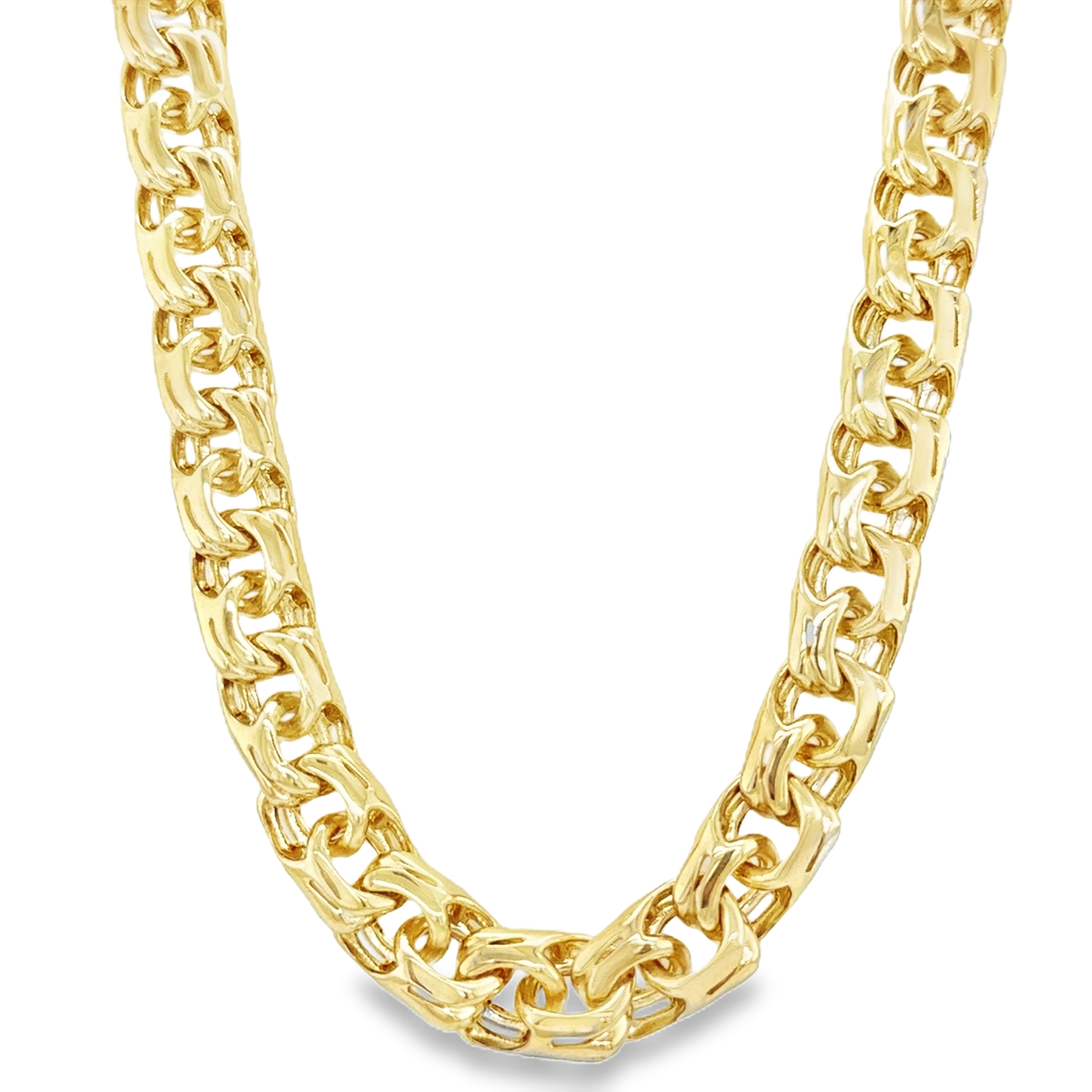 10KT Yellow Gold 12MM Monaco Chino Link Chain 24 inches