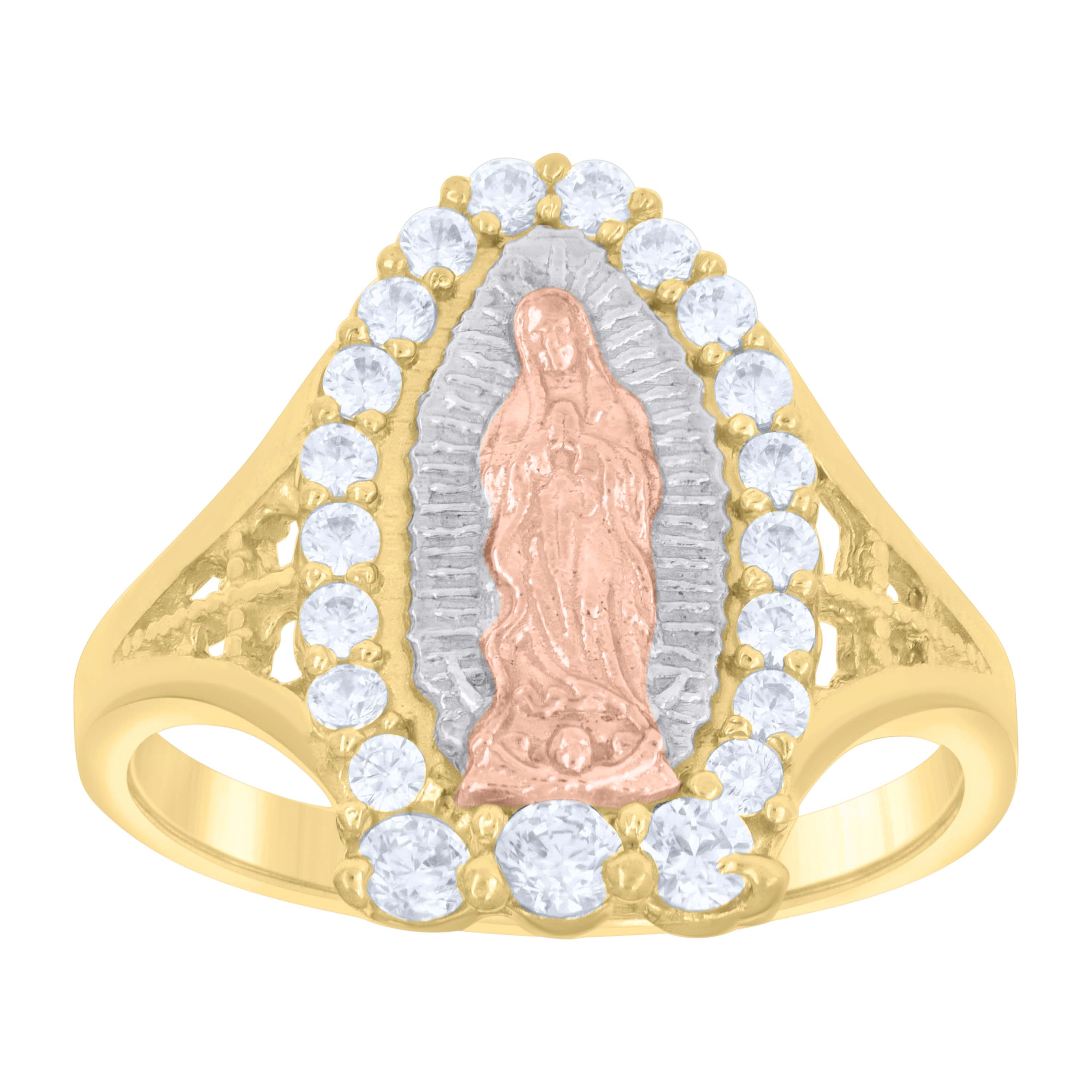 10kt Tri-Color Gold Womens Virgin Mary Virgen de Guadalupe Ring