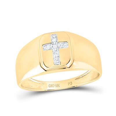 10k Yellow Gold Round Diamond Cross Band Ring 1/20 Cttw