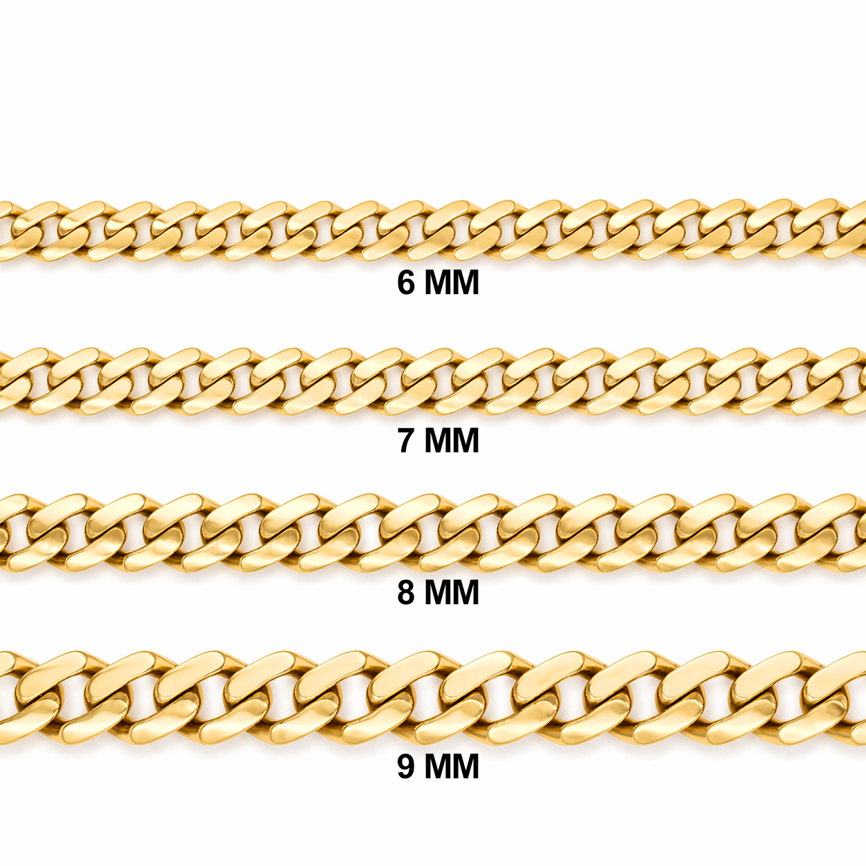 10KT Yellow Gold 6mm Miami Cuban Monaco Chain 20"