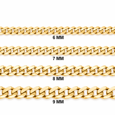 10KT Yellow Gold 7mm Miami Cuban Monaco Chain 22