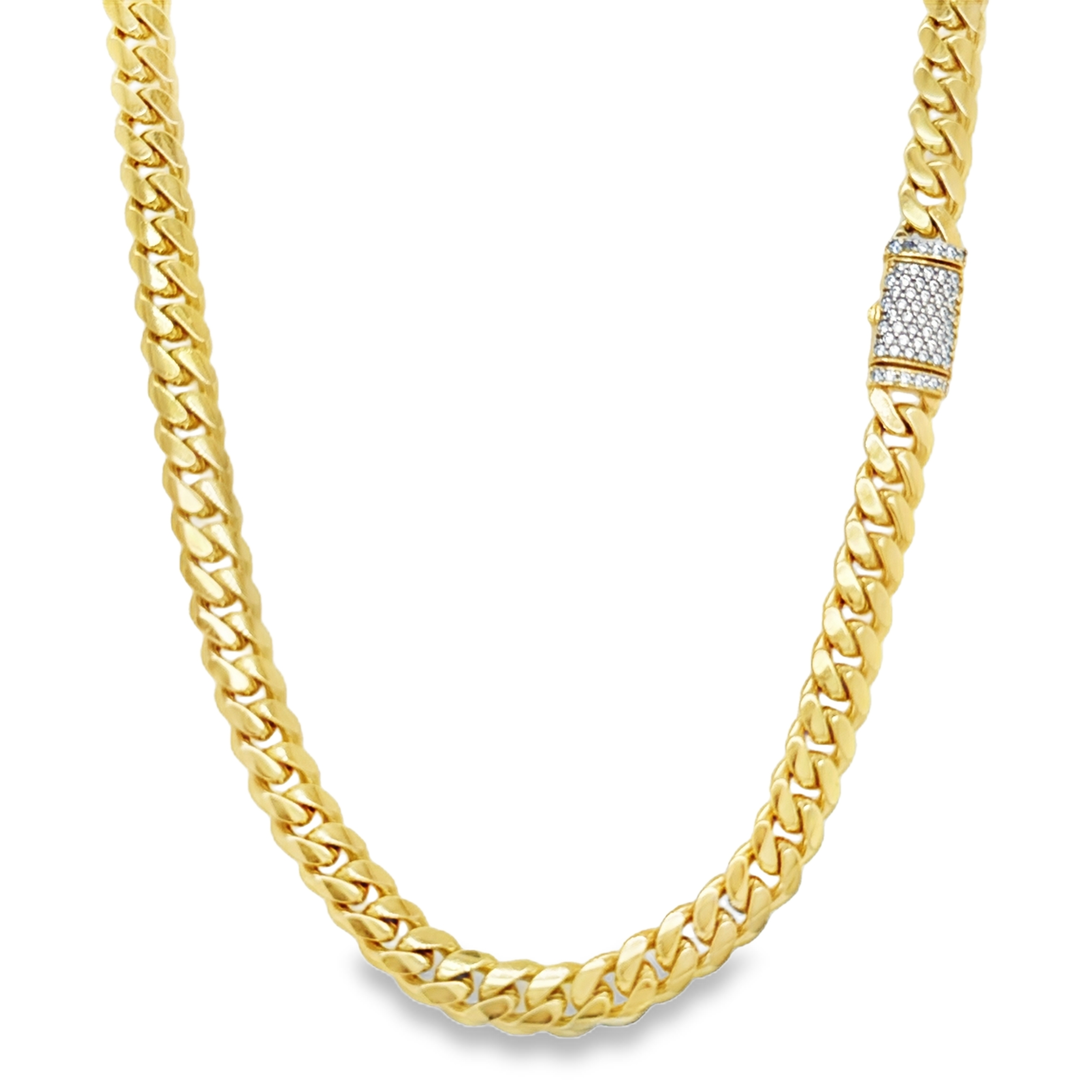 10KT Yellow Gold 6mm Solid Miami Cuban Chain 26" with CZ Lock