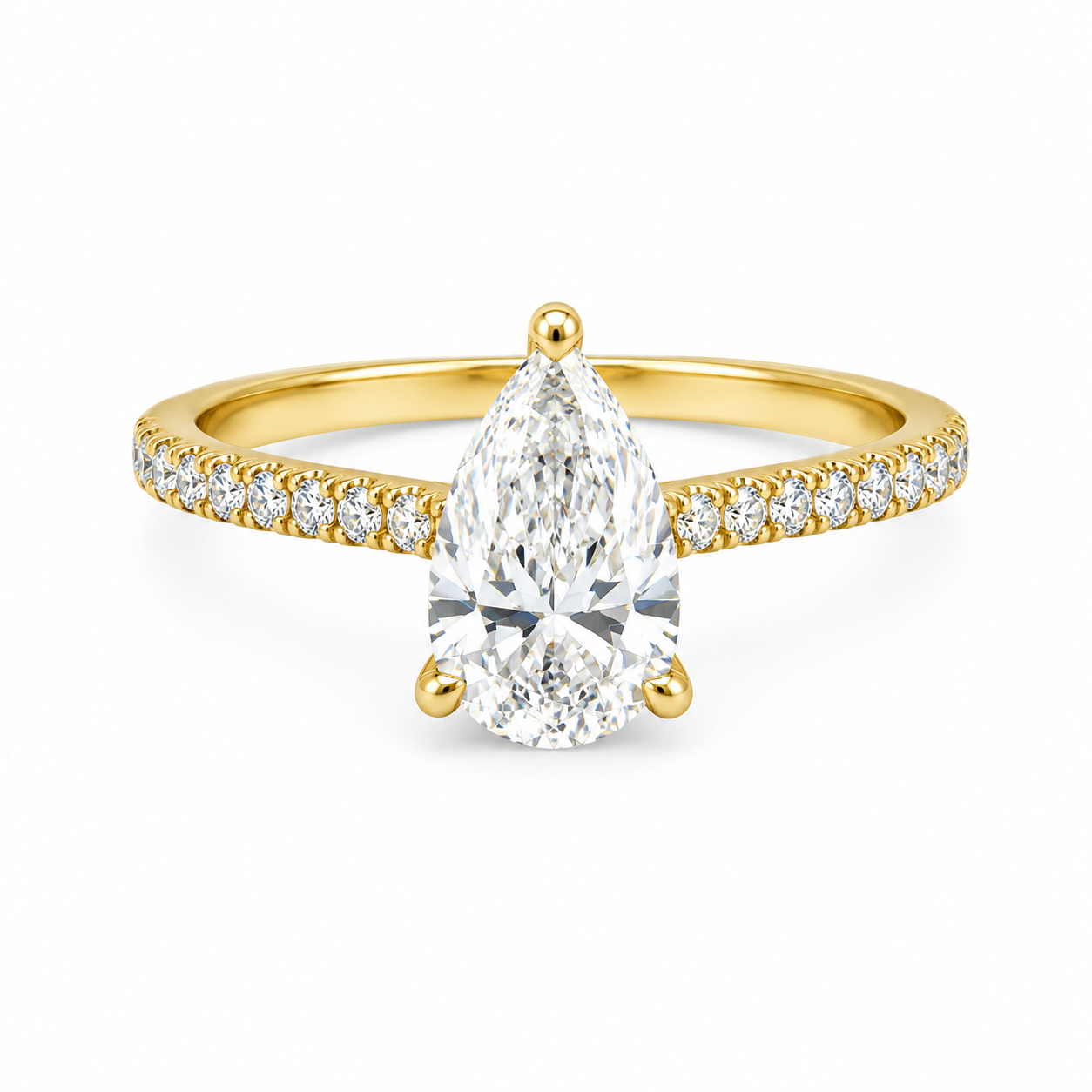 14K Yellow Gold 1.31CTTW Certified Lab-Created Pear Shape with Accent