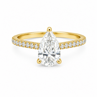 14K Yellow Gold 1.31CTTW Certified Lab-Created Pear Shape with Accent