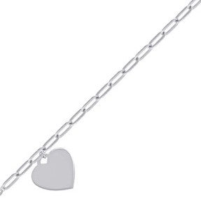 925 Sterling Silver Womens Heart Charm Necklace Size 16 Inches